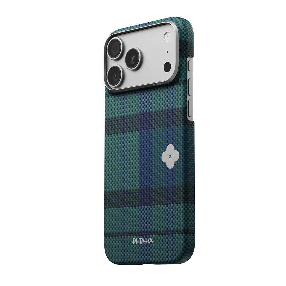 Apple iPhone 17 Pro Uyumlu Kılıf M-safe Şarj Özellikli Aramid Fiber Pitaka Flora in Grid Serisi Kapak - 4