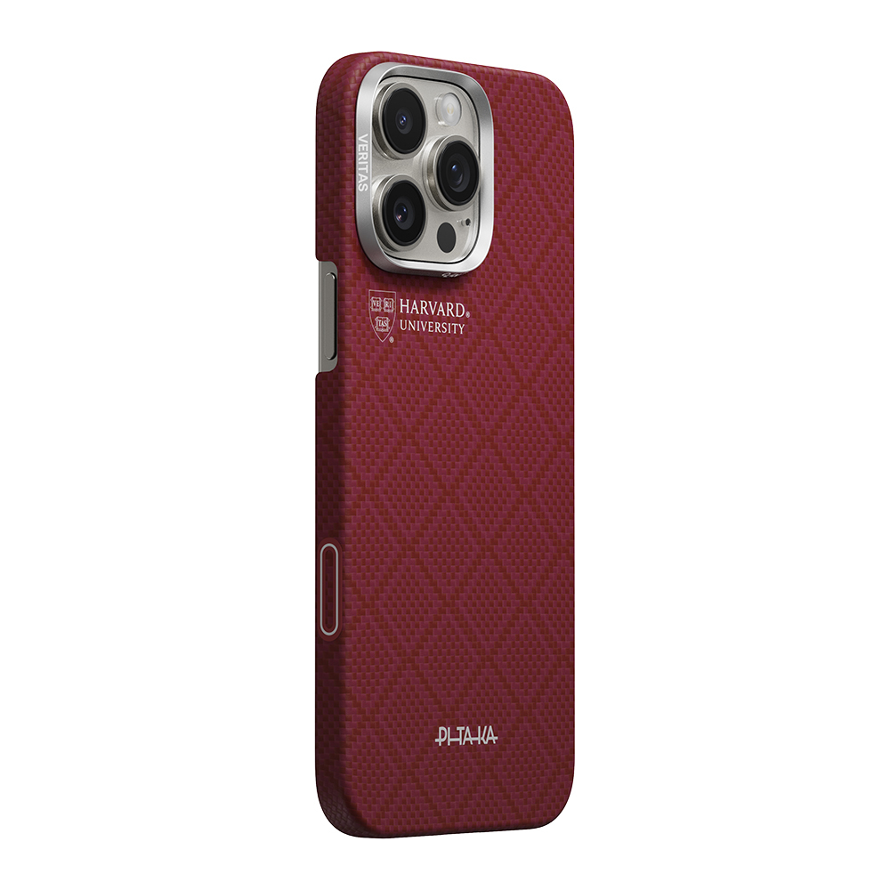 Apple iPhone 16 Pro Max Uyumlu Kılıf M-safe Şarj Özellikli Aramid Fiber Pitaka Harvard University Serisi Kapak - 1