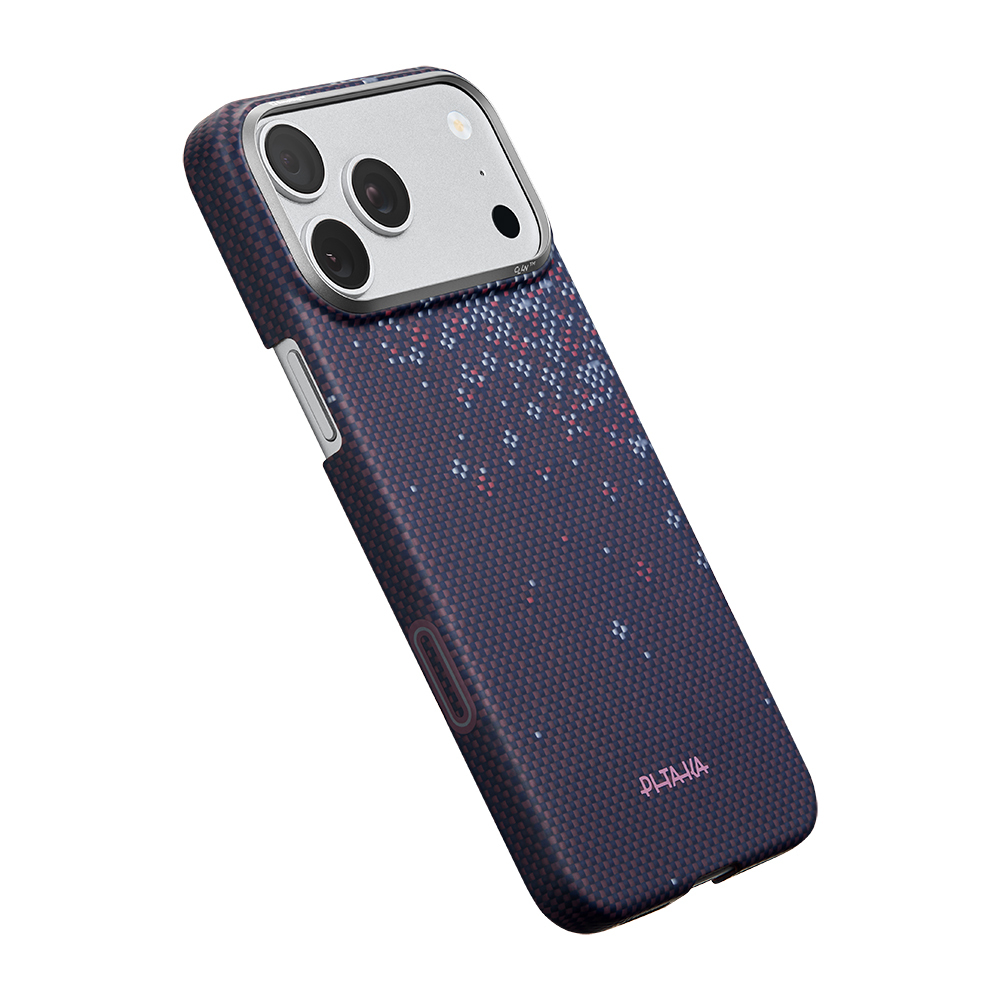 Apple iPhone 17 Pro Uyumlu Kılıf M-safe Şarj Özellikli Aramid Fiber Pitaka Sakura Hours Serisi Kapak - 2