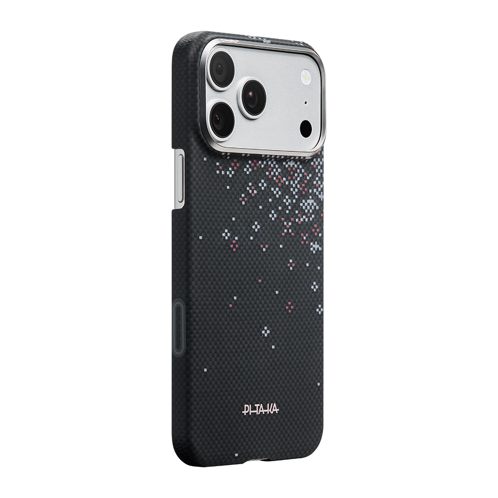 Apple iPhone 17 Pro Uyumlu Kılıf M-safe Şarj Özellikli Aramid Fiber Pitaka Sakura Hours Serisi Kapak - 1