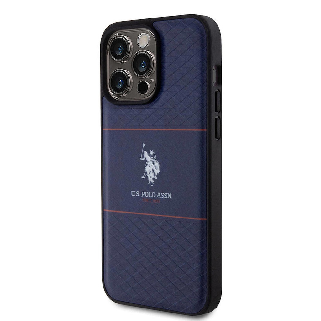 Apple iPhone 15 Pro Max Uyumlu Kılıf U.S. Polo Assn. Orjinal Lisanslı Deri Şeritli Logo Dizayn Kapak