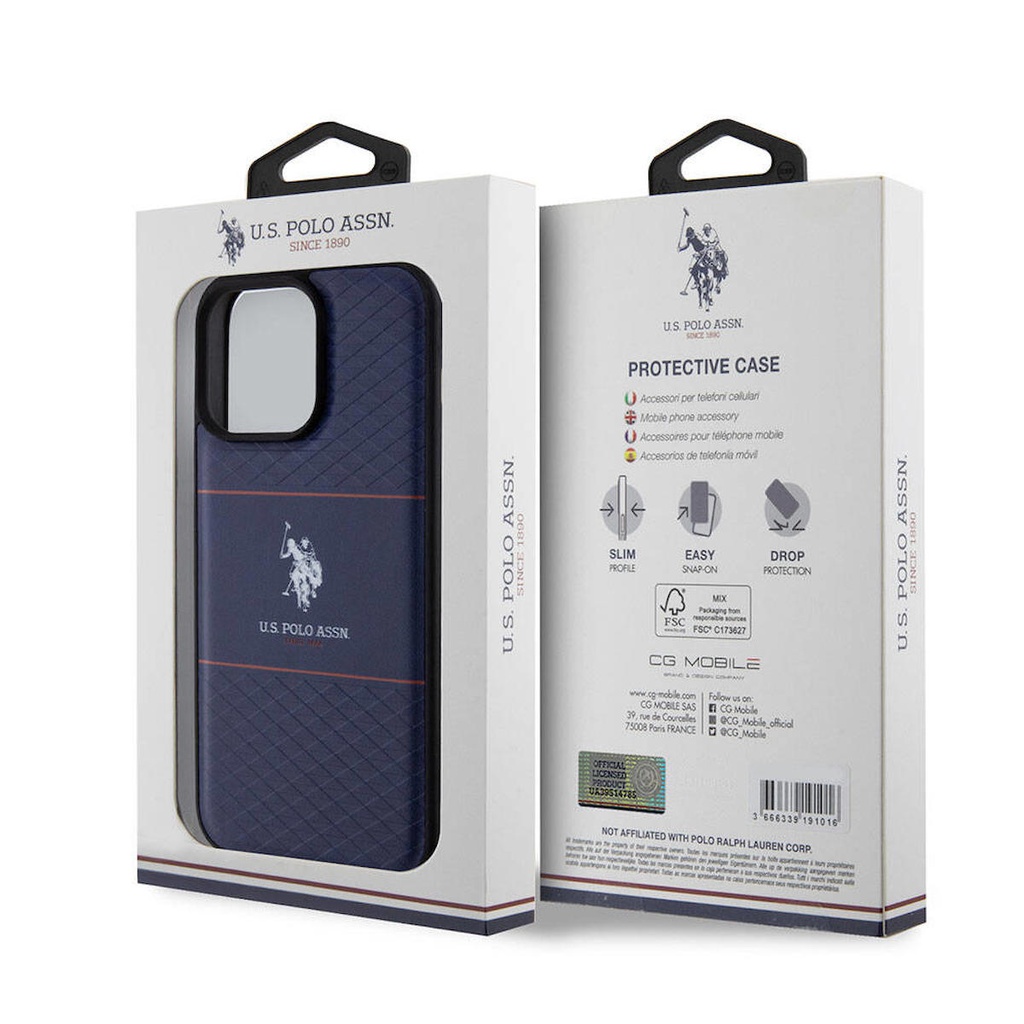 Apple iPhone 15 Pro Max Uyumlu Kılıf U.S. Polo Assn. Orjinal Lisanslı Deri Şeritli Logo Dizayn Kapak
