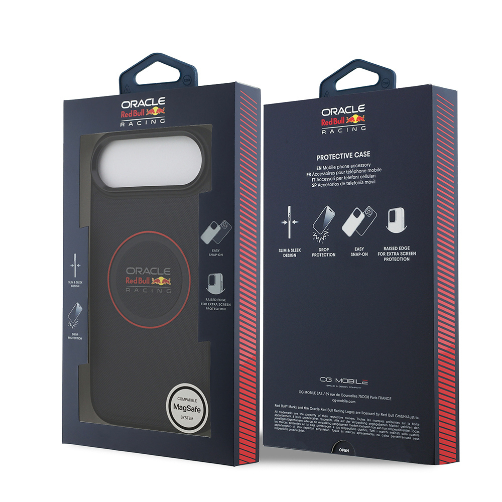 Apple iPhone 17 Air Uyumlu Kılıf Redbull Orjinal Lisanslı M-safe Şarj Özellikli Kırmızı Halka ve Logo Kabartmalı PU Deri Kapak - 7