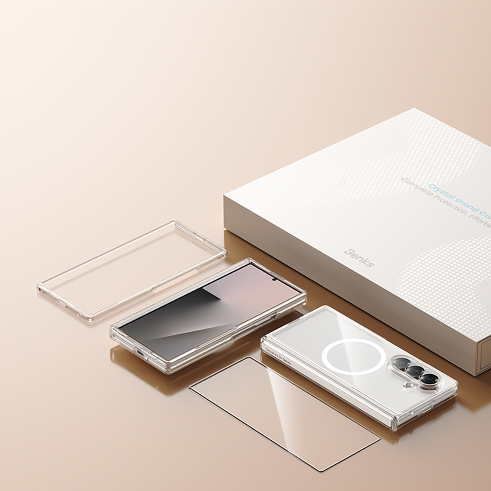 Samsung Galaxy Z Fold 7 Uyumlu Benks Crystal Grand Combo Üçlü Aksesuar Seti (Ön Arka Şeffaf Kapak + Ekran Koruyucu) - 7