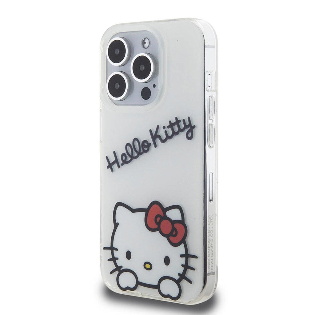 Apple iPhone 15 Pro Uyumlu Kılıf Hello Kitty Orjinal Lisanslı Askılı Yazı ve İkonik Logolu Daydreaming Kapak