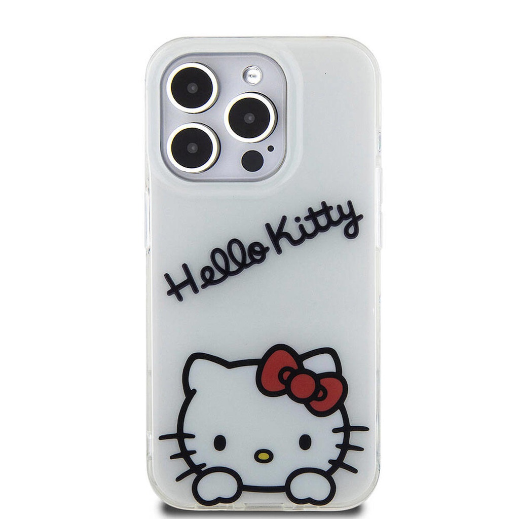 Apple iPhone 15 Pro Uyumlu Kılıf Hello Kitty Orjinal Lisanslı Askılı Yazı ve İkonik Logolu Daydreaming Kapak