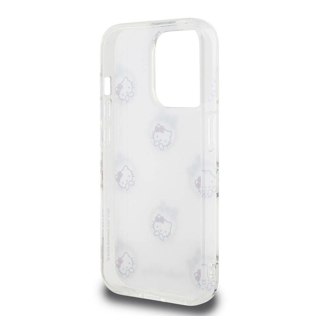 Apple iPhone 15 Pro Uyumlu Kılıf Hello Kitty Orjinal Lisanslı Elektroplating Kaplama Kabarcık Baskılı Kapak