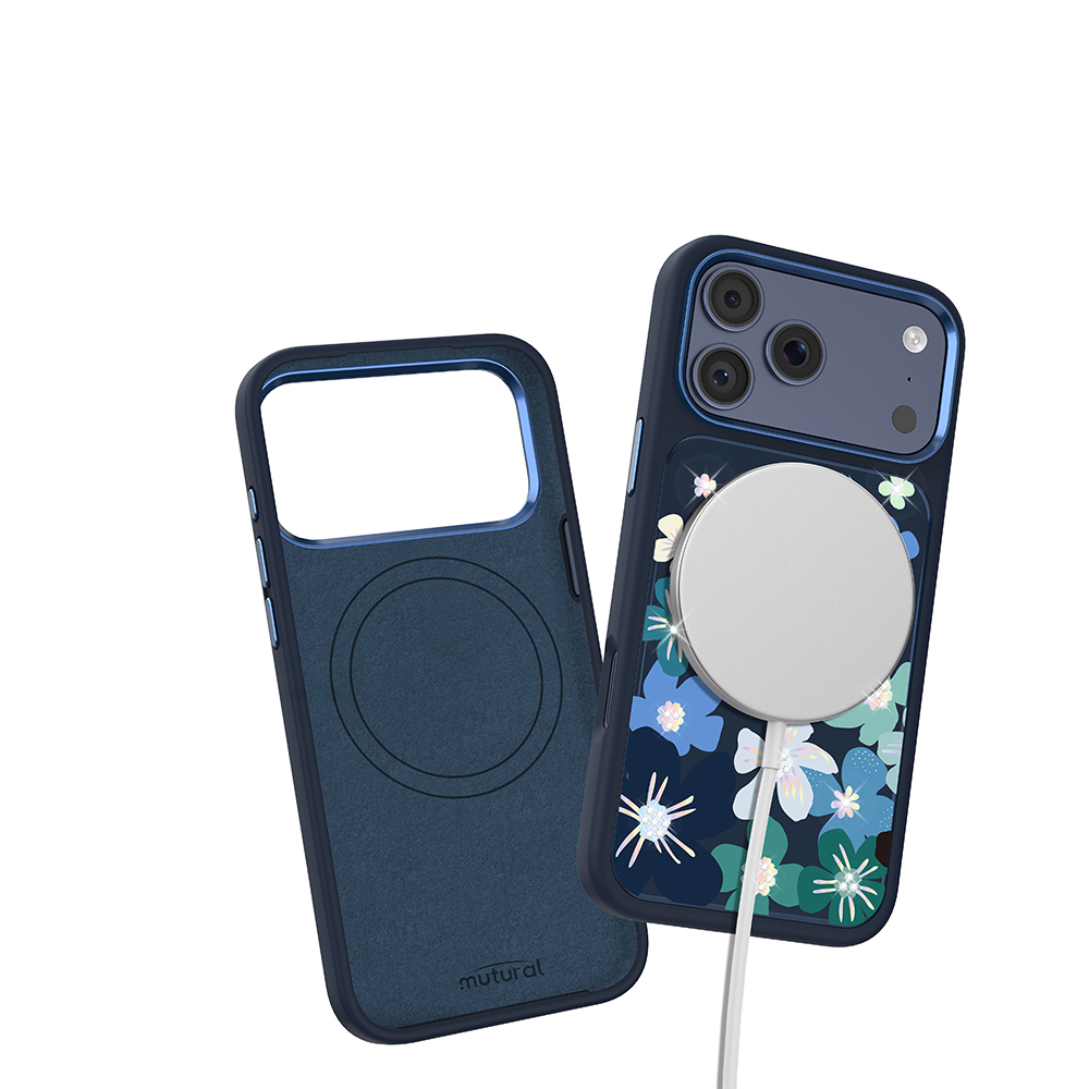 Apple iPhone 17 Pro Uyumlu Kılıf M-safe Şarj Özellikli Çiçek Tasarımlı Mutural Flower Serisi Kapak - 3