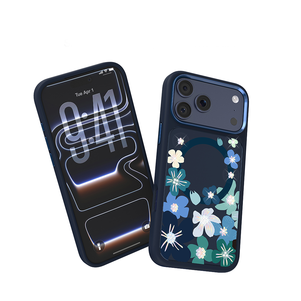 Apple iPhone 17 Pro Uyumlu Kılıf M-safe Şarj Özellikli Çiçek Tasarımlı Mutural Flower Serisi Kapak - 7