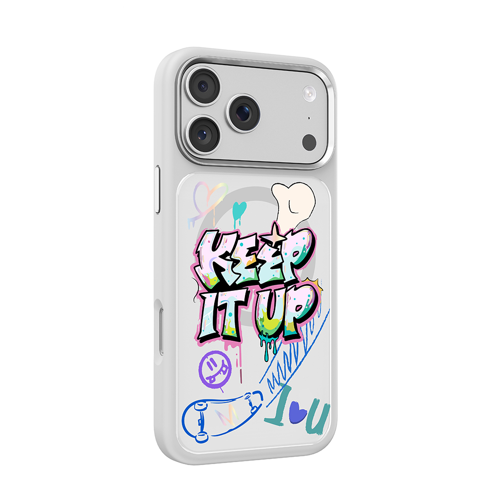 Apple iPhone 17 Pro Uyumlu Kılıf M-safe Şarj Özellikli 3D Baskılı Tasarım Mutural Graffiti Serisi Kapak - 1