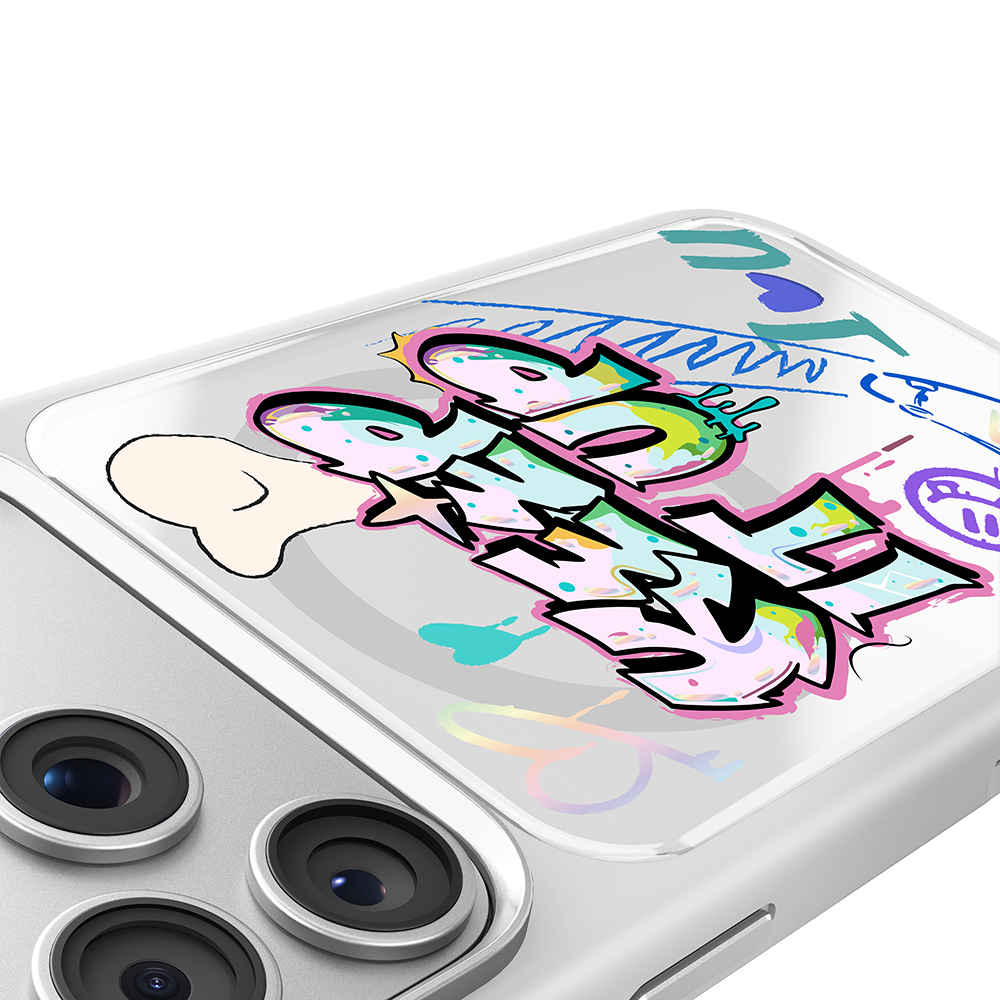 Apple iPhone 17 Pro Uyumlu Kılıf M-safe Şarj Özellikli 3D Baskılı Tasarım Mutural Graffiti Serisi Kapak - 4