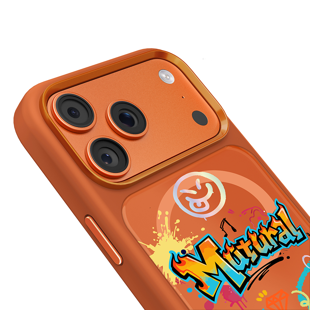 Apple iPhone 17 Pro Uyumlu Kılıf M-safe Şarj Özellikli 3D Baskılı Tasarım Mutural Graffiti Serisi Kapak - 3