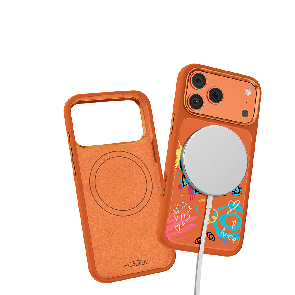Apple iPhone 17 Pro Uyumlu Kılıf M-safe Şarj Özellikli 3D Baskılı Tasarım Mutural Graffiti Serisi Kapak - 6