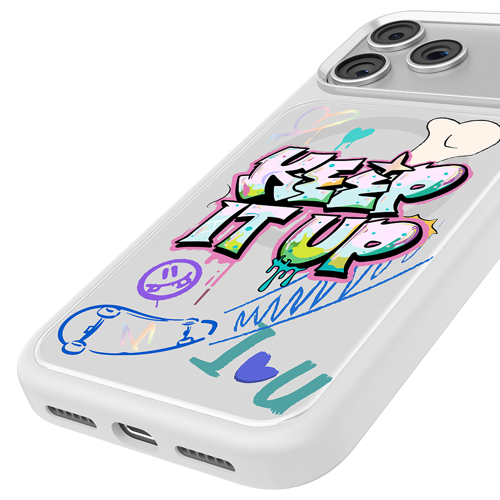 Apple iPhone 17 Pro Max Uyumlu Kılıf M-safe Şarj Özellikli 3D Baskılı Tasarım Mutural Graffiti Serisi Kapak - 5