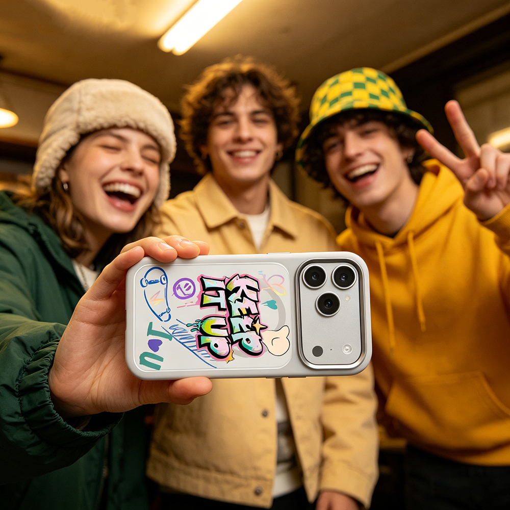 Apple iPhone 17 Pro Max Uyumlu Kılıf M-safe Şarj Özellikli 3D Baskılı Tasarım Mutural Graffiti Serisi Kapak - 9