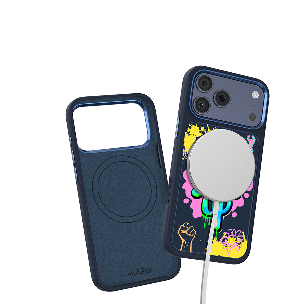 Apple iPhone 17 Pro Max Uyumlu Kılıf M-safe Şarj Özellikli 3D Baskılı Tasarım Mutural Graffiti Serisi Kapak - 6