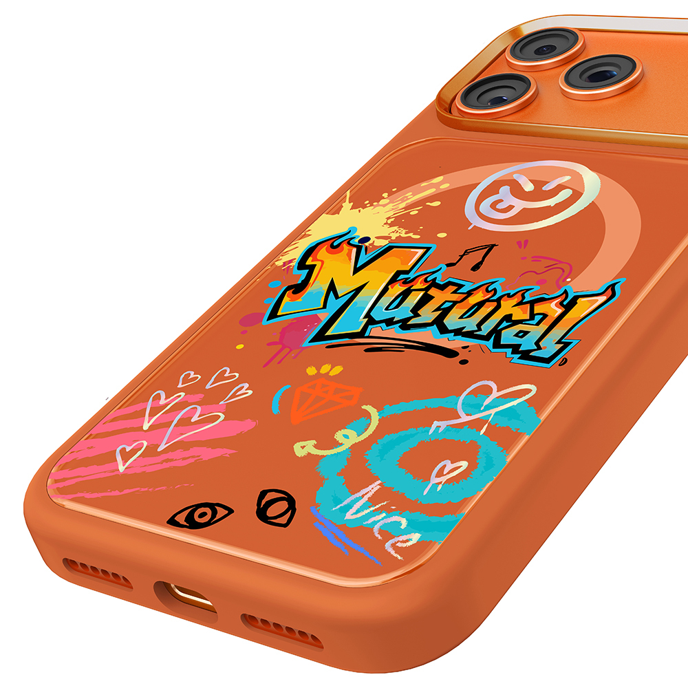 Apple iPhone 17 Pro Max Uyumlu Kılıf M-safe Şarj Özellikli 3D Baskılı Tasarım Mutural Graffiti Serisi Kapak - 2
