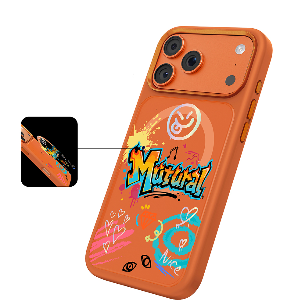 Apple iPhone 17 Pro Max Uyumlu Kılıf M-safe Şarj Özellikli 3D Baskılı Tasarım Mutural Graffiti Serisi Kapak - 8