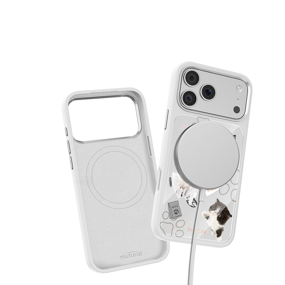 Apple iPhone 17 Pro Uyumlu Kılıf M-safe Şarj Özellikli 3D Baskılı Tasarım Mutural The Cat Serisi Kapak - 6