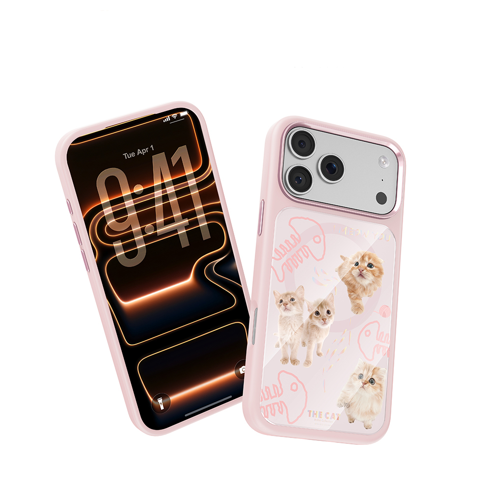 Apple iPhone 17 Pro Uyumlu Kılıf M-safe Şarj Özellikli 3D Baskılı Tasarım Mutural The Cat Serisi Kapak - 3