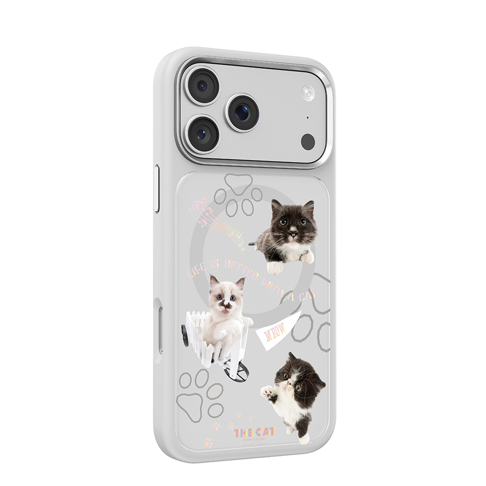 Apple iPhone 17 Pro Max Uyumlu Kılıf M-safe Şarj Özellikli 3D Baskılı Tasarım Mutural The Cat Serisi Kapak - 1