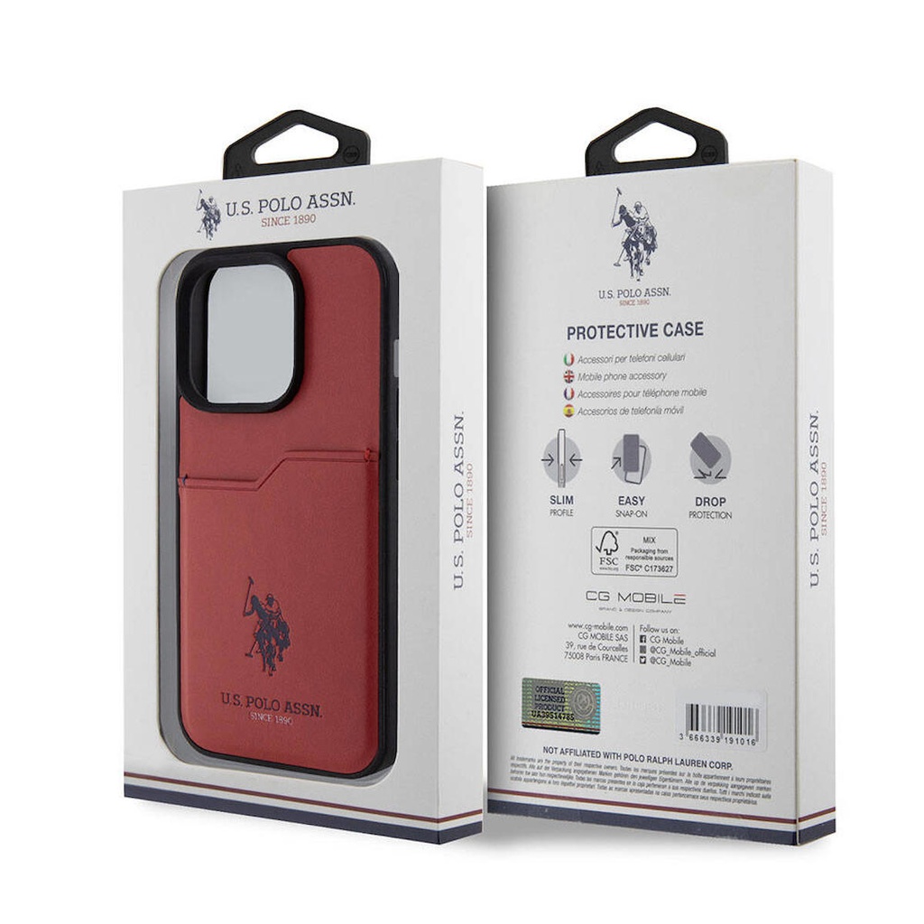 Apple iPhone 15 Pro Uyumlu Kılıf U.S. Polo Assn. Orjinal Lisanslı Baskı Logolu PU Kartlıklı Kapak