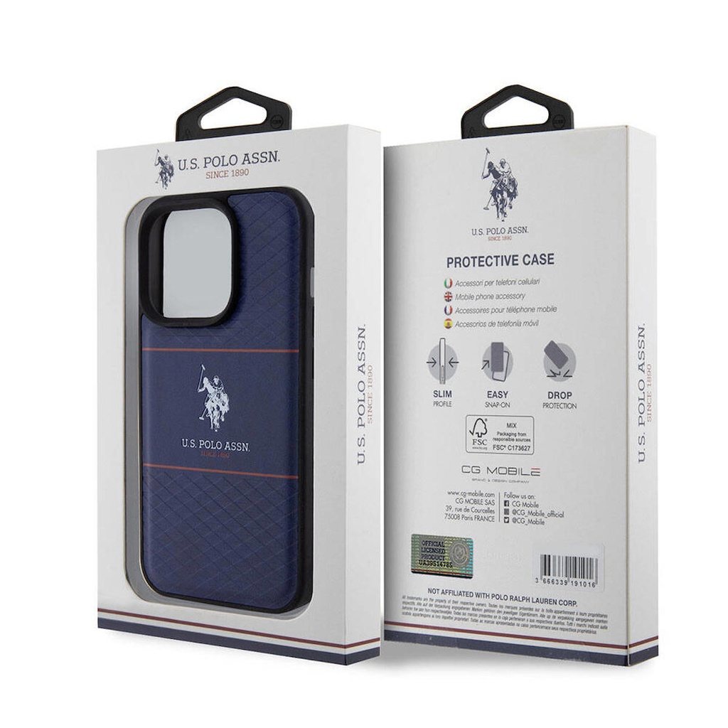 Apple iPhone 15 Pro Uyumlu Kılıf U.S. Polo Assn. Orjinal Lisanslı Deri Şeritli Logo Dizayn Kapak