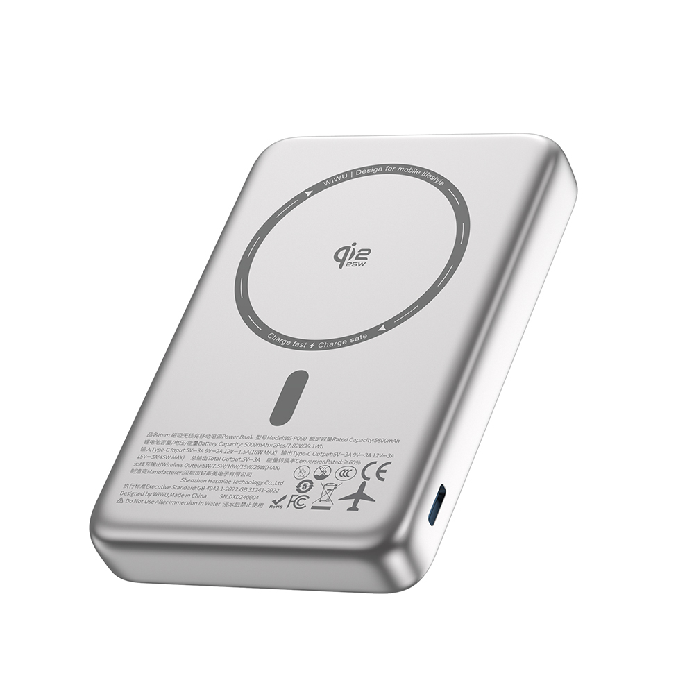 Wiwu Wi-P090 Mag Pro Serisi Qi2 Şarj Teknolojili Standlı 45W Taşınabilir M-safe Wireless Powerbank 10.000mAh - 1