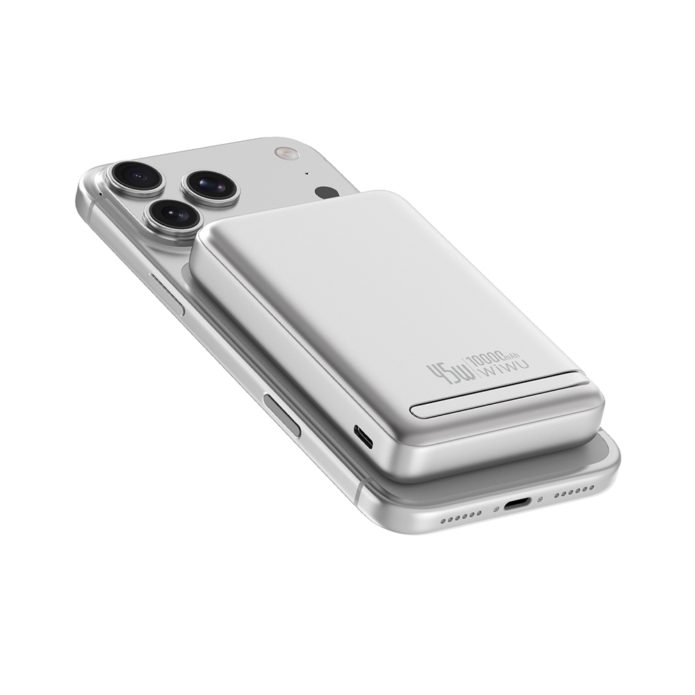 Wiwu Wi-P090 Mag Pro Serisi Qi2 Şarj Teknolojili Standlı 45W Taşınabilir M-safe Wireless Powerbank 10.000mAh - 3