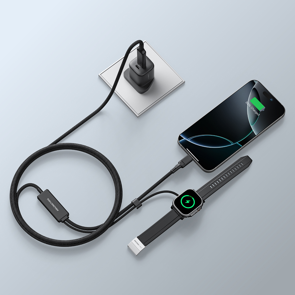 Amazingthing Thunder Pro 7X 100W Apple Watch Serisi Akıllı Saat Wireless 4in1 Type-C PD - Usb Hızlı Şarj Kablosu 1.5M - 6
