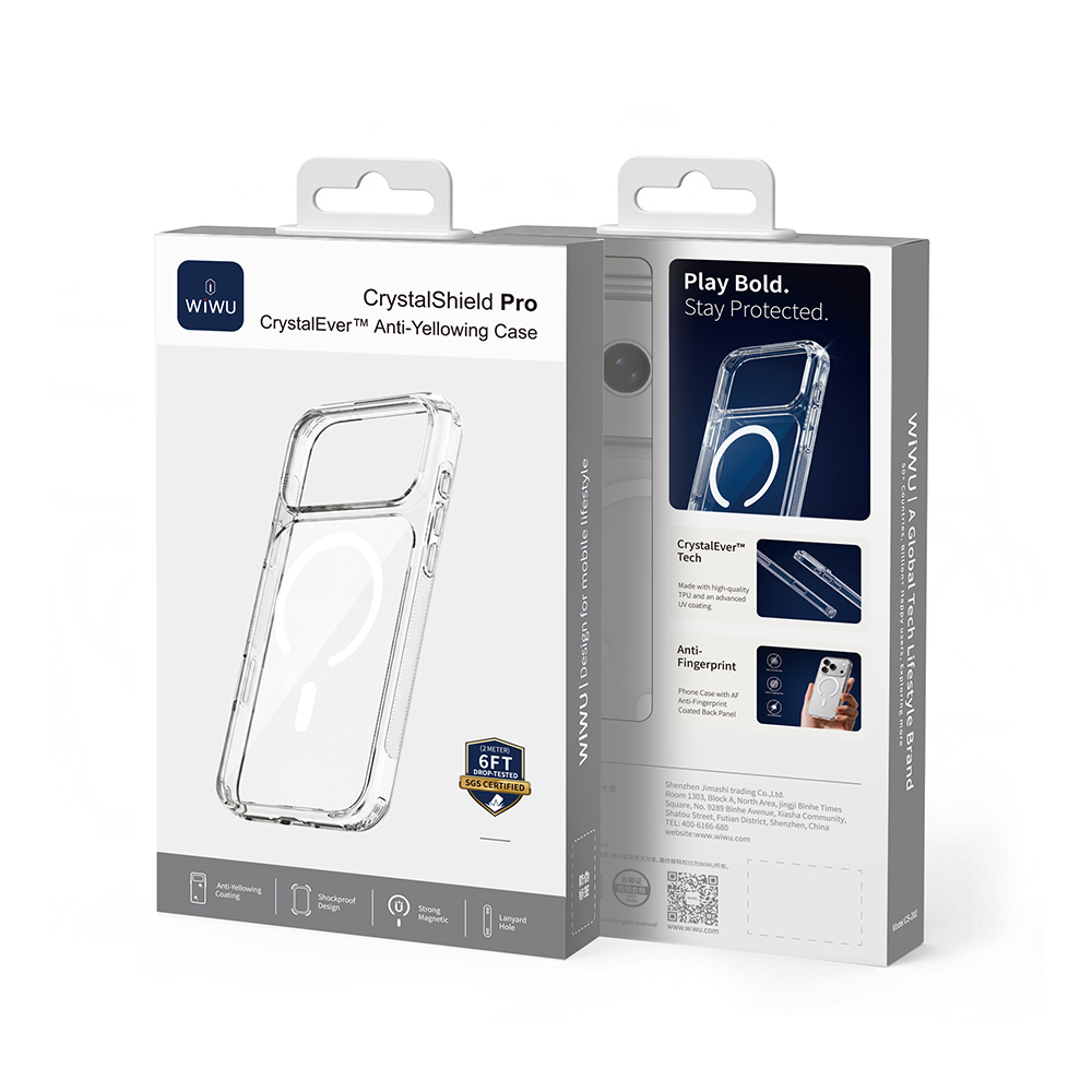 Apple iPhone 17 Pro Uyumlu Kılıf M-safe Şarj Özellikli Wiwu CS-202 Crystal Shield Pro Serisi Anti Yellowing Sert PC Kapak - 7