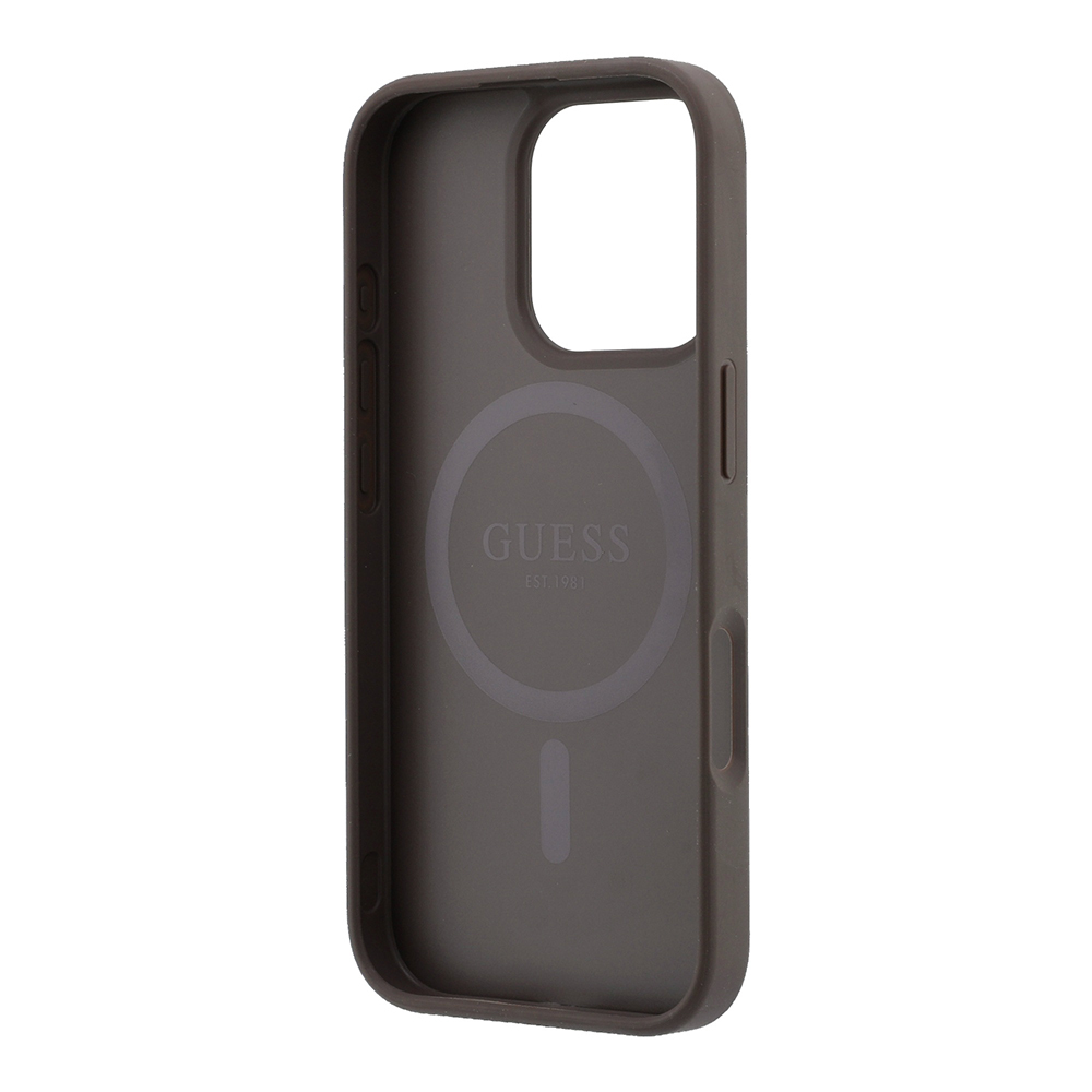 Apple iPhone 16 Pro Uyumlu Kılıf Guess Orjinal Lisanslı M-safe Kabartmalı 4G Desenli Yazı Logolu Kapak - 6