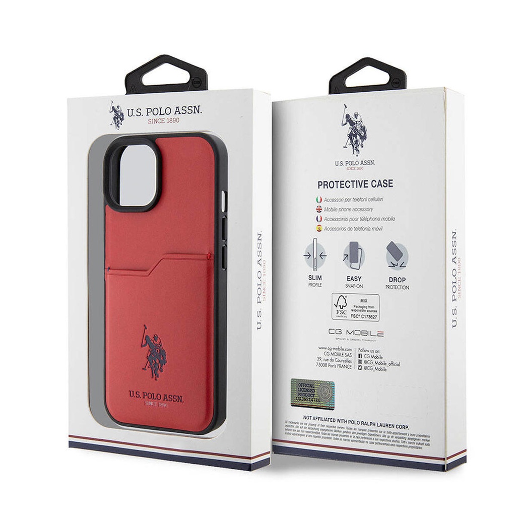Apple iPhone 15 Uyumlu Kılıf U.S. Polo Assn. Orjinal Lisanslı Baskı Logolu PU Kartlıklı Kapak