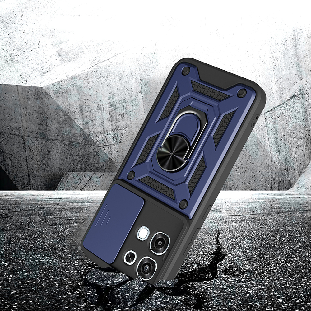 Oppo A6 Pro Uyumlu Kılıf Magnetik Standlı Kamera Korumalı Zore Sürgülü Vega Kapak - 1