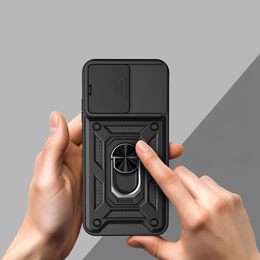 Oppo Reno Uyumlu 15 Pro Kılıf Magnetik Standlı Kamera Korumalı Zore Sürgülü Vega Kapak - 5