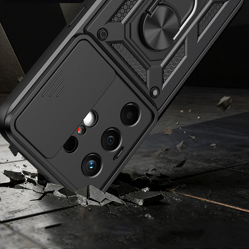 Tecno Camon 50 Kılıf Magnetik Standlı Kamera Korumalı Zore Sürgülü Vega Kapak - 1