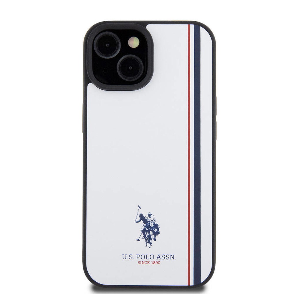 Apple iPhone 15 Uyumlu Kılıf U.S. Polo Assn. Orjinal Lisanslı Üç Renk Şerit Tasarımlı Baskı Logolu Kapak