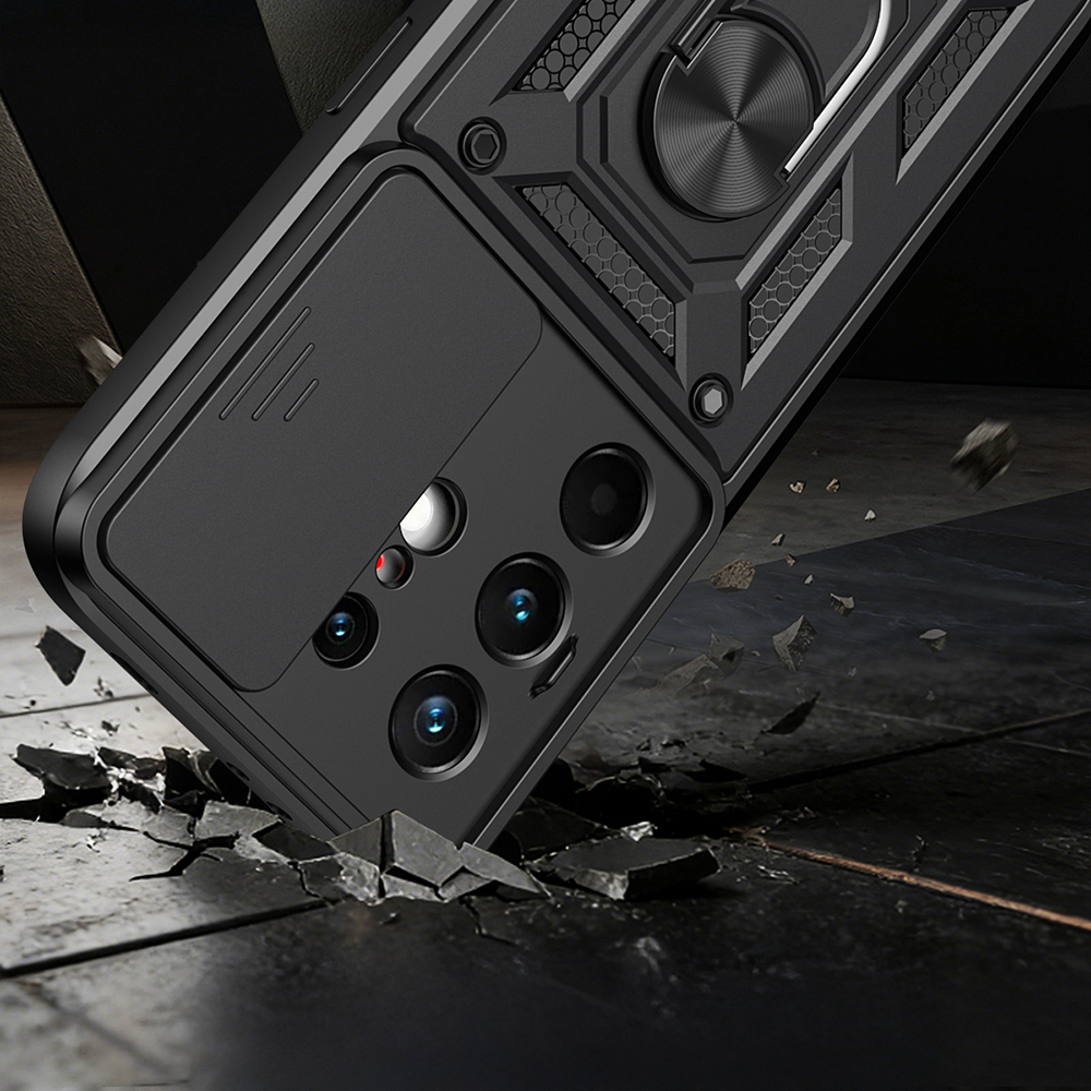 Tecno Camon 50 Pro Kılıf Magnetik Standlı Kamera Korumalı Zore Sürgülü Vega Kapak - 1