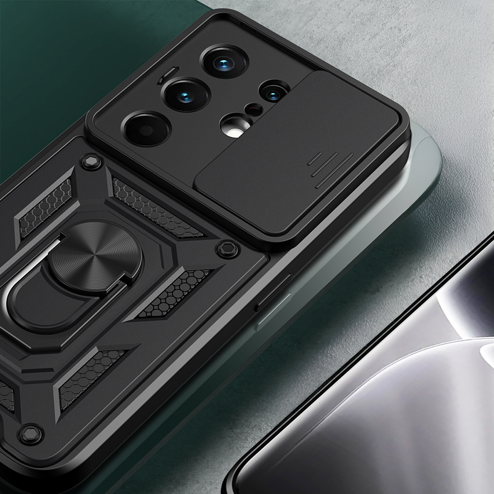 Tecno Camon 50 Pro Kılıf Magnetik Standlı Kamera Korumalı Zore Sürgülü Vega Kapak - 3