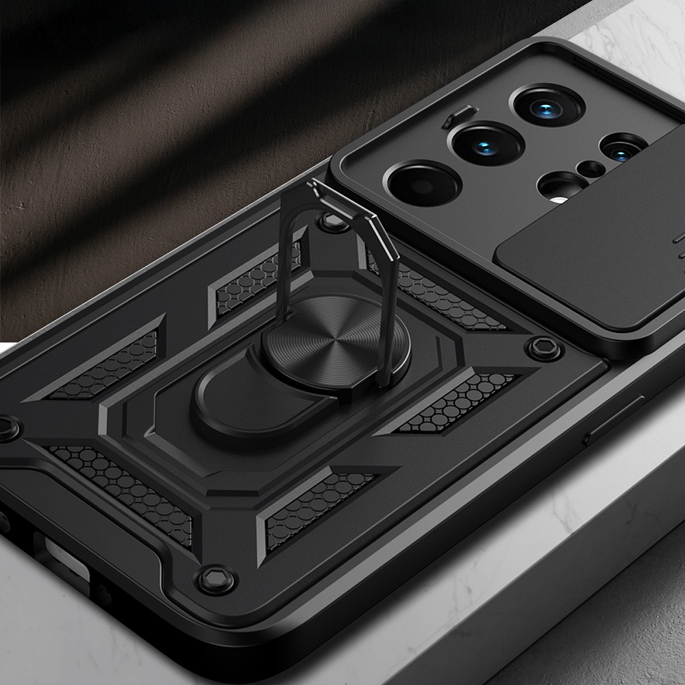 Tecno Camon 50 Pro Kılıf Magnetik Standlı Kamera Korumalı Zore Sürgülü Vega Kapak - 6