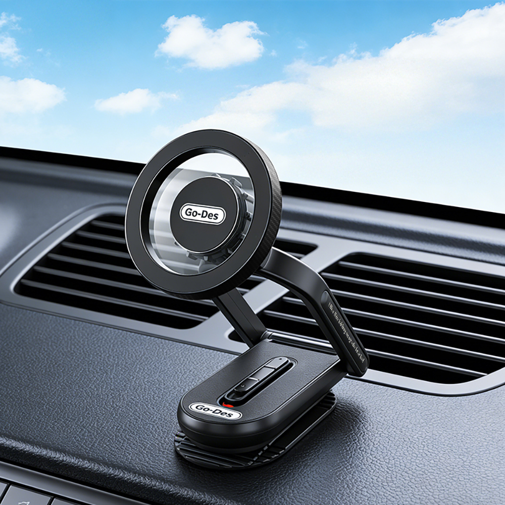 Go Des GD-HD275 Magnetik M-safe Uyumlu 360 Derece Dönebilen Düz Zemin Araç Telefon Tutucu - 1