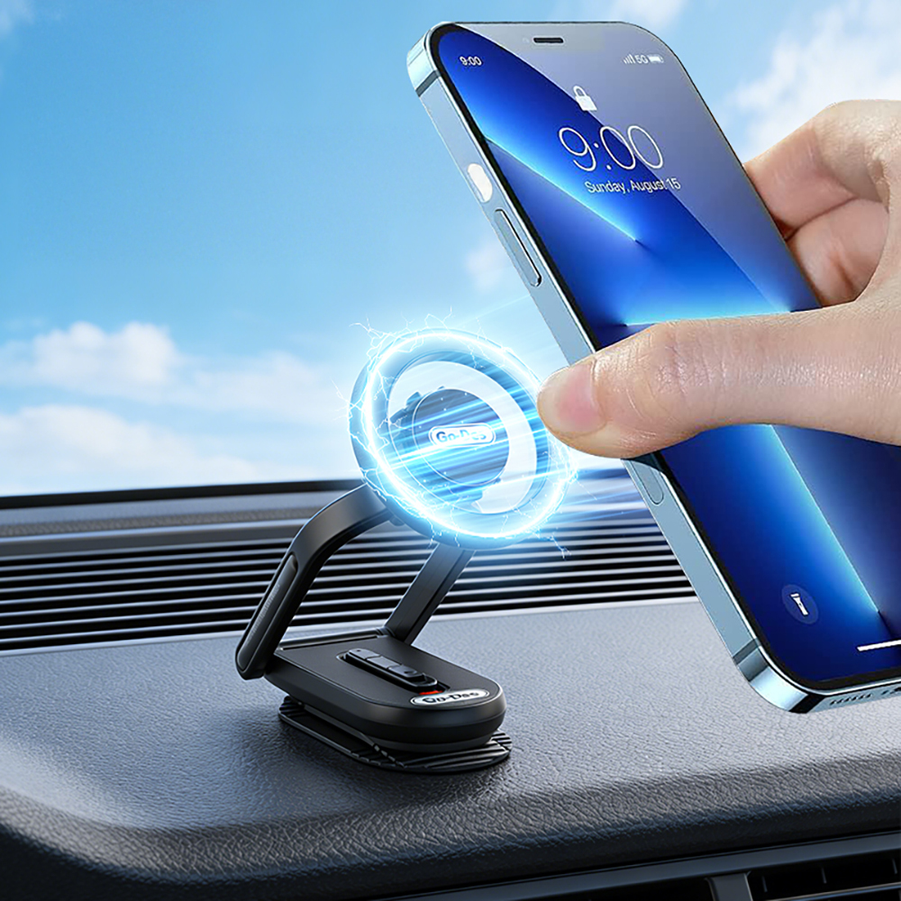 Go Des GD-HD275 Magnetik M-safe Uyumlu 360 Derece Dönebilen Düz Zemin Araç Telefon Tutucu - 2