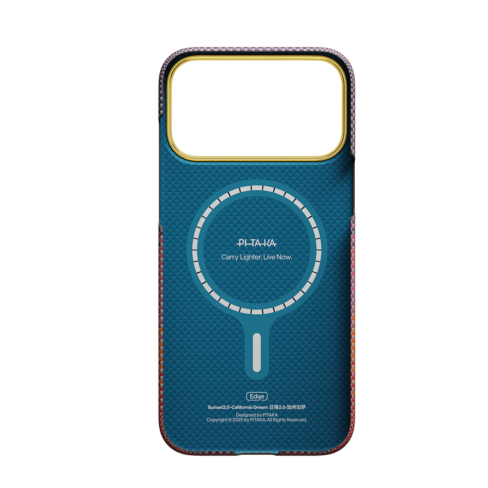 Apple iPhone 17 Pro Uyumlu Kılıf M-safe Şarj Özellikli Aramid Fiber Pitaka Sunset 2.0 California Dream Serisi Kapak - 3