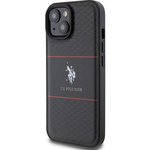 Apple iPhone 15 Plus Uyumlu Kılıf U.S. Polo Assn. Orjinal Lisanslı Deri Şeritli Logo Dizayn Kapak