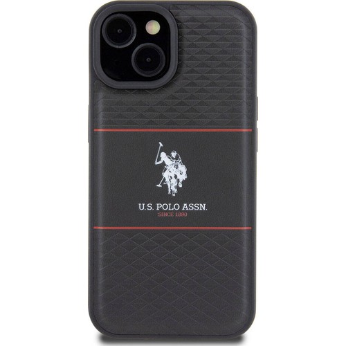 Apple iPhone 15 Plus Uyumlu Kılıf U.S. Polo Assn. Orjinal Lisanslı Deri Şeritli Logo Dizayn Kapak