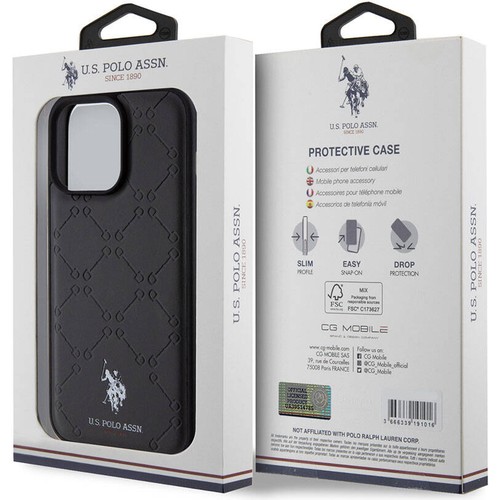 Apple iPhone 15 Pro Max Uyumlu Kılıf U.S. Polo Assn. Orjinal Lisanslı HS Desenli Baskı Logolu Suni Deri Kapak