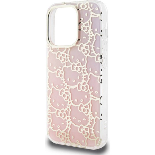 Apple iPhone 15 Pro Uyumlu Kılıf Hello Kitty Orjinal Lisanslı Renk Geçişli Elektroplating Kaplama Kitty Head Desenli Kapak