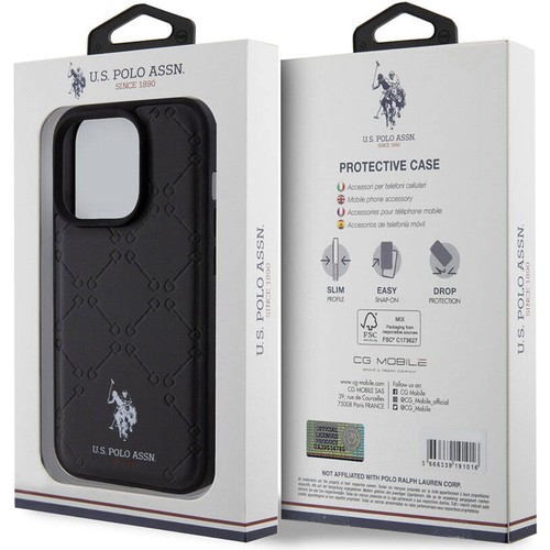 Apple iPhone 15 Pro Uyumlu Kılıf U.S. Polo Assn. Orjinal Lisanslı HS Desenli Baskı Logolu Suni Deri Kapak