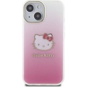 Apple iPhone 15 Uyumlu Kılıf Hello Kitty Orjinal Lisanslı Yazı ve İkonik Logolu Elektroplating Kaplama Gradyan Kapak