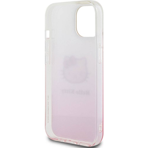 Apple iPhone 15 Uyumlu Kılıf Hello Kitty Orjinal Lisanslı Yazı ve İkonik Logolu Elektroplating Kaplama Gradyan Kapak
